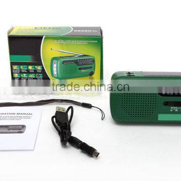 Solar&Dyanmo power emergency led AM FM portable radio