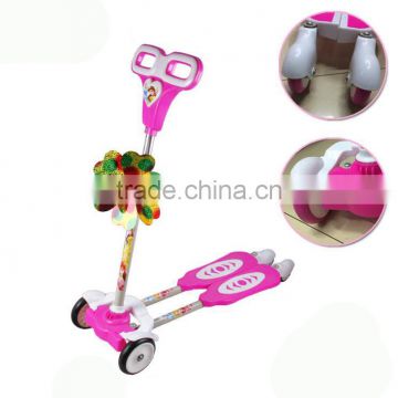 Flashing wehel frog scooter with double pedal four wheel scooterl children scooter