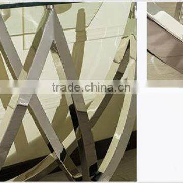 Special Shape Tempered Glass Top Console Table Set With Stainless Steel Base For Home Use photo-4