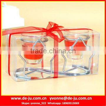 Two Star Steel Holder Red Gel Wax Made Jelly Candle