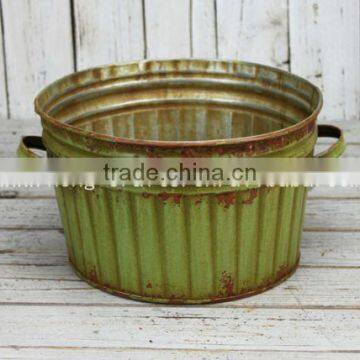 Cheap Roungd Shallow Vintage Style Metal Flower Pots