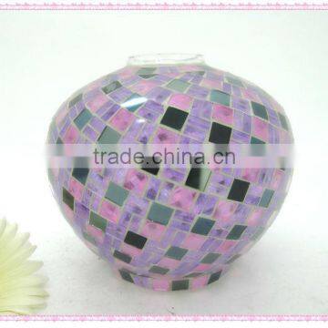 Elegant Beautiful Purple Home Decoration Handmade Mosaic Florist Glass Vase photo-4