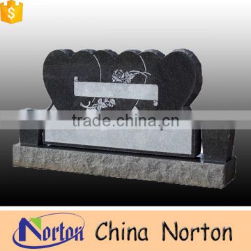 China absolute black granite prefabricated heart shaped headstone for cemetery NTGT-073L