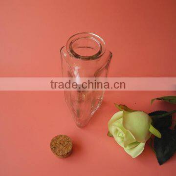 Novely Triangle Shape Glass Storage Bottle With Cork