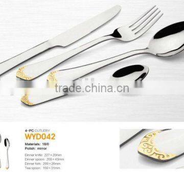 Stainless steel Gold cover knife forks spoon set for cutlery set