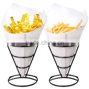 1x2 French Fry Stand Cone Basket Holder For Fries Chips Appetizers photo-2