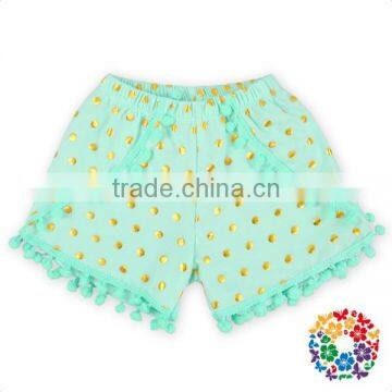 Small Pink Gold Dots Running Shorts Pom Pom Girls Ruffle Shorts photo-3
