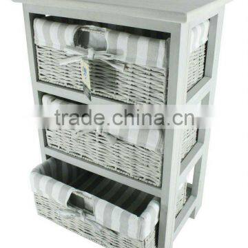 foldable wooden storage chest with wicker drawer