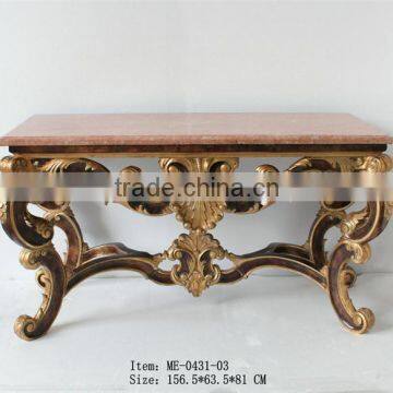 Arabic Living Room Furniture Hand-Carved Console Desk with Marble