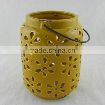 khaki hollow hand made ceramic lamp