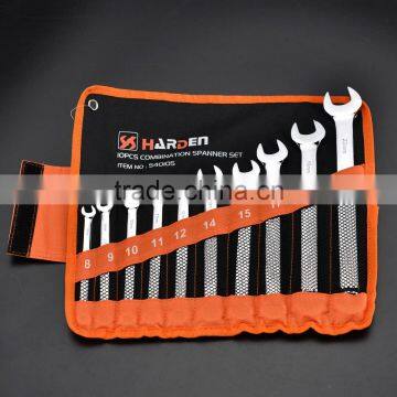 Chrome Vanadium 10 pcs combination spanner set various size tools of spanner