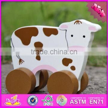 2017 New Products Kids Animal Car Toy Wooden Cow Toy W04A322 photo-2