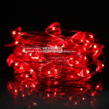 Pink Red Heart Valentine's Day Decoration Battery Operated Silver Wire Romantic Made in China Decoration Lights String photo-5