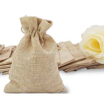 Promotional mini burlap wedding favor jute drawstring bags