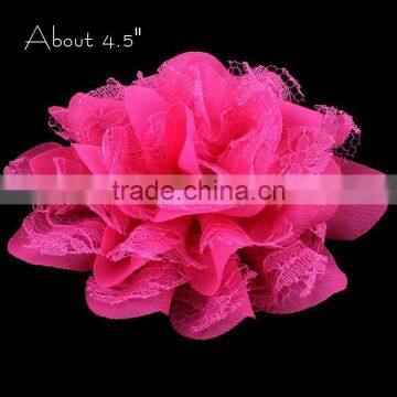 Chiffon and Lace Flower Clip for Kids Hair Accessories for Baby Girl photo-5