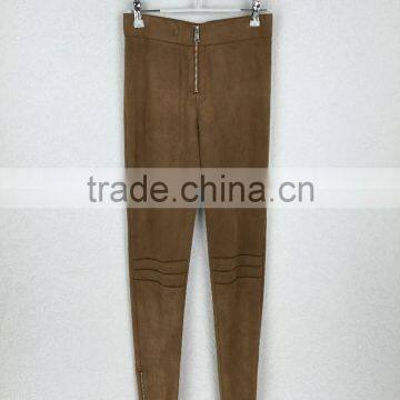 Custom Fashion Comfortable Brown Cotton New Casual Wide Leg Trousers / Pants Women 2016 photo-2