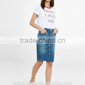 high waisted button front cheap denim skirts for women