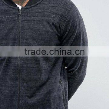 2017 High Quality New Design Durable Baseball Collar 100% Polyester Sweat Black Casual Men Sport Running Bomber Jacket photo-3