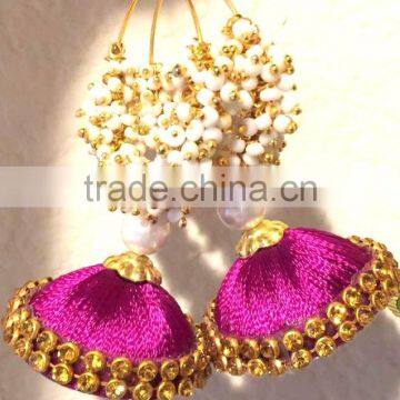 Handmade Silk Thread Earrings, Jhumka Earrings Festive Collection India photo-2