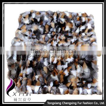 CX-D-38 Luxury Patchwork Winter Fashion Genuine Fox Fur Throw Blanket