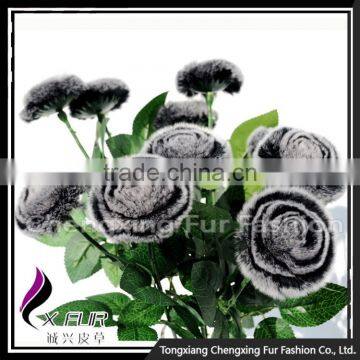 CX-A-69B Romatice Rose Forever Genuine Rex Rabbit Fur Flower for Gift