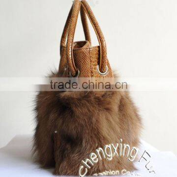 CX-H-27C 2016 Latest Fashionable Desgin Genuine Fox Fur Ladies Hand Bag