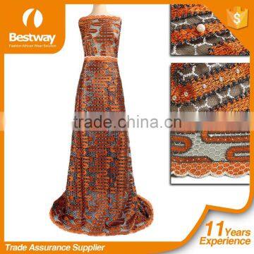 Bestway Nigerian Lace Fabric With Rhinstones FL0208-2 photo-2