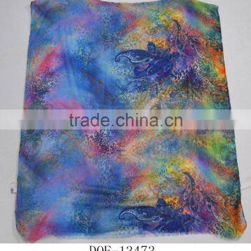 2017 Fashion Europe New Arrival the Latest Digital Printing Paisley Flower Lady Polyester Summer Scarf photo-2