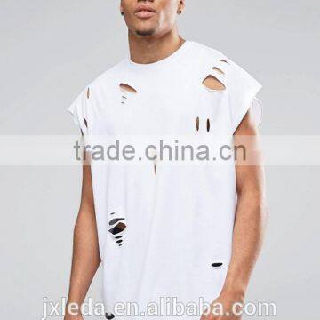 Customize Men Cheap 100% Cotton Super Oversized Jersey T-shirt With Distressing and Curved Hem photo-4