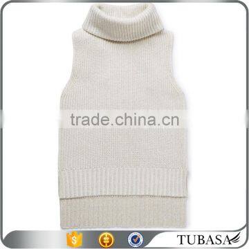 customized sleeveless high neck women turtleneck plain sweater