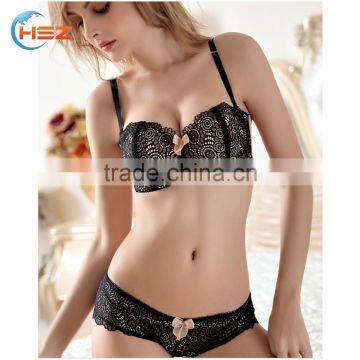 HSZ-G14055 Stylish Hot Fancy Push Up Bra And Panty Set Sexy Women Lace Underwear Model Latest Lady Lingerie Private Label