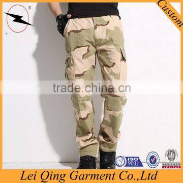 Mens Top Quality Pockets Camouflage Knee Zipper Pants