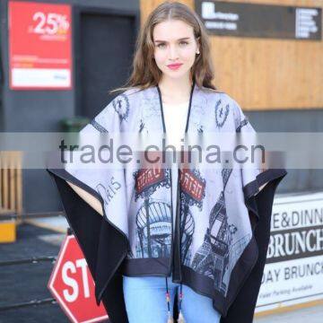 New Luxury Brand Color Matching Cashmere Poncho Winter Thicker Warm Shawls Wrap Double Side photo-6