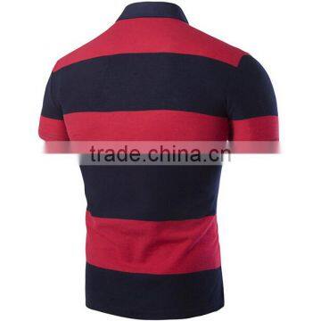 2016 Custom Factory Wholesale Striped Tee Shirt Men Short Sleeve Polo Turn-down Collar Man Shirt photo-3