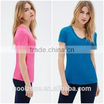 Classic V Neck Short Sleeve Blank T-shirt Smooth Modal T-shirt photo-5