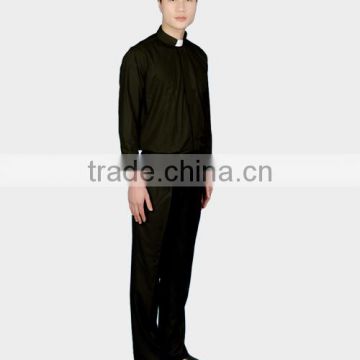 Long sleeve Men's Black clergy shirts