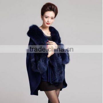 Sunshine soul cape in fleece fabric with faux fur collar women's winter coat