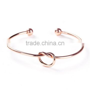 Copper Open Cuff Bangles Bracelets Rose Gold Love Knot