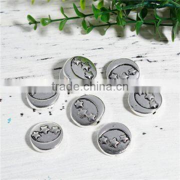 Zinc Based Alloy Spacer Beads Round Antique Silver Star Moon