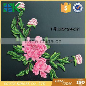 Cheongsam use Large 3D Floral Flower Peony Embroidered Sew On Patch Applique