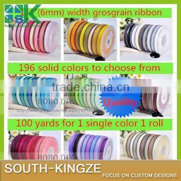 1/4"(6MM) Width Grosgrain Ribbon,super Quality,100 Yards/color,reach SVHC Free,196 Colors Available,free Shipping,B2013868