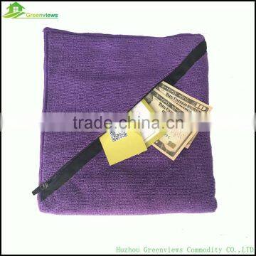 Microfiber gym towel with zip pocket polyester microfiber towels wholesale