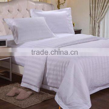 100% cotton duvet cover sets 3cm strips jacquard design white color bed sheets sets