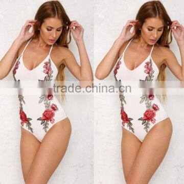 B40275A Women Sexy Swimsuits Backless Embroidery Beachwear photo-3