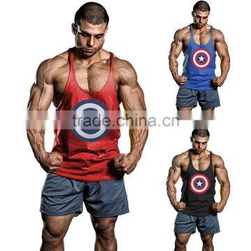 Men Gym Tank Top Captain America Muscle Stringer Bodybuilding Fitness Shirt