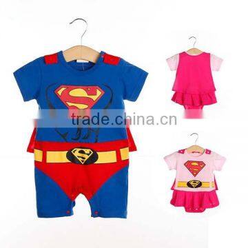 2016 spring & summer superman short sleeve baby romper