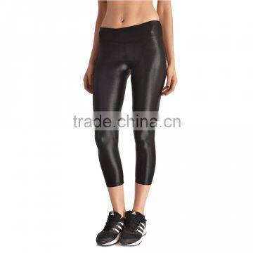 Moshiner Leggings Polyester Spandex Compression Gloss Pants Soft Tights with High Waist Plus Size Leather Pencil Fit Trousers