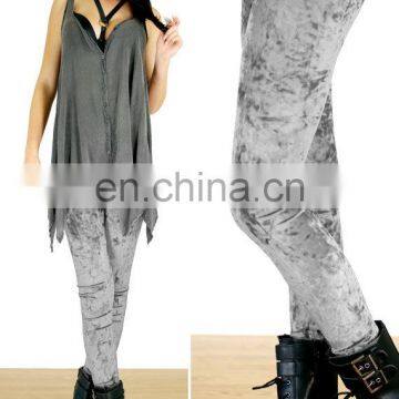 Black stretch velvet high waist leggings for yoga