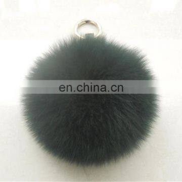 Dyed solid color large fox fur ball/bobble accessory pendant keychain