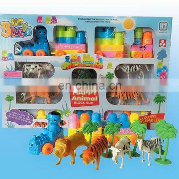 2014 B/O building block car and animal series play set